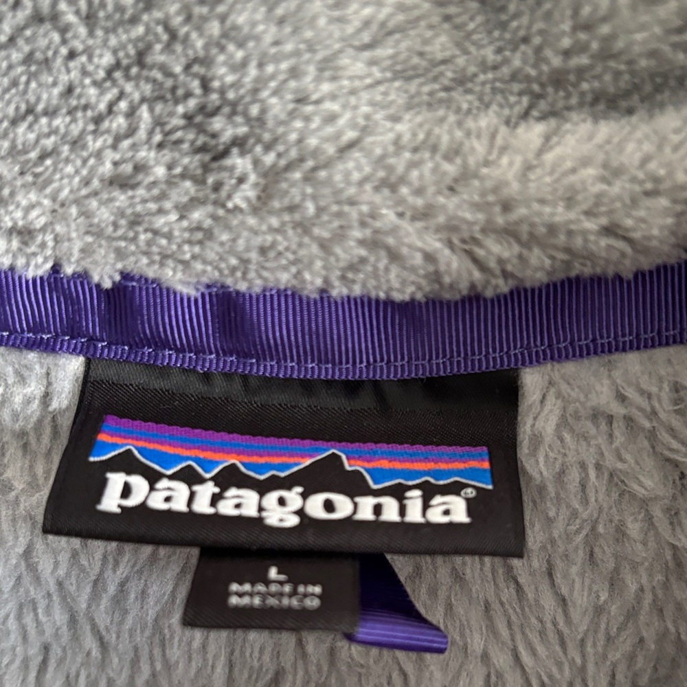 Patagonia Gray Fleece Zip-Up with Purple Trim - Picture 3 of 5